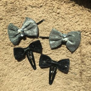 Sparkly Hair Bow Clips